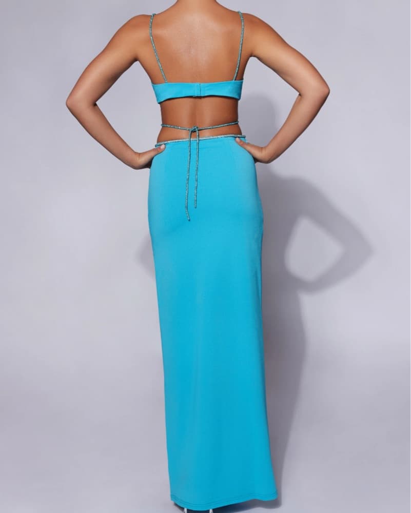 Meshki Blue Maxi Skirt and Bralette Set - Image 2