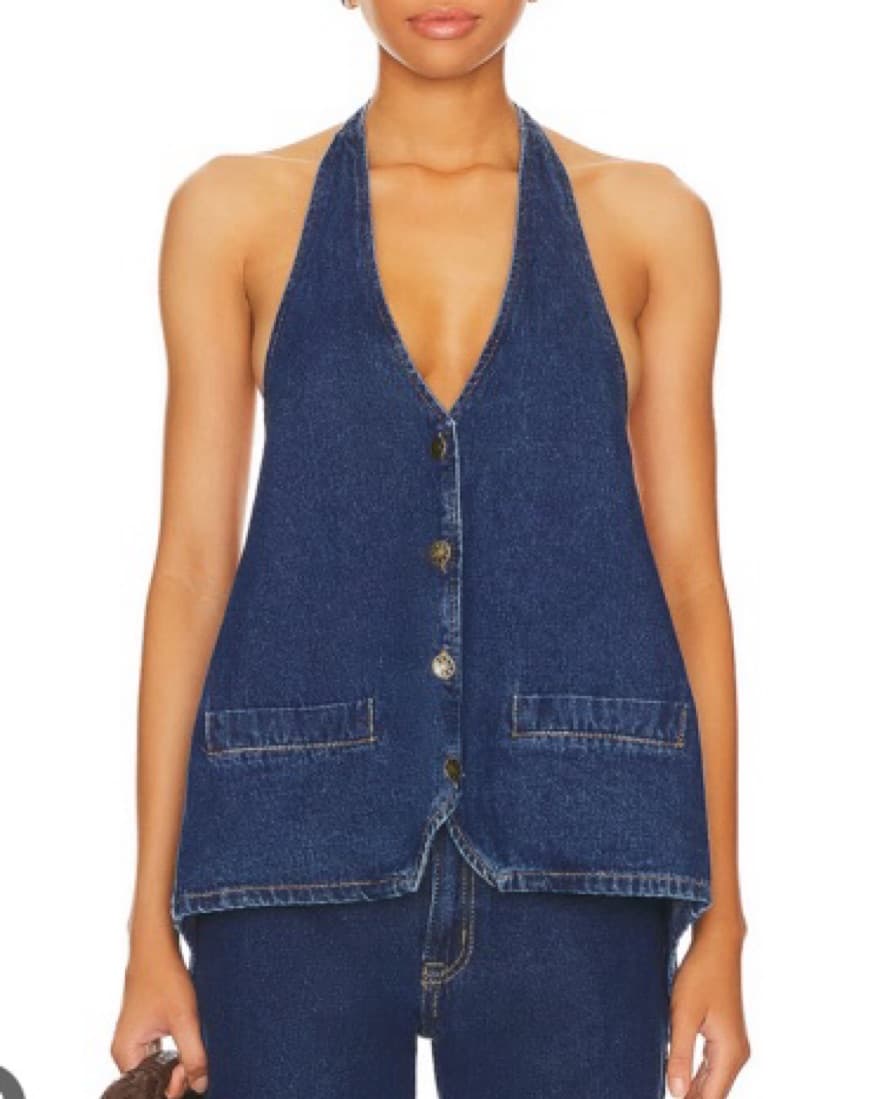 Lioness Halter Denim Top - Image 1