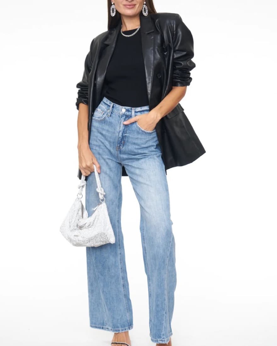 Oversized Pistola Faux Leather Blazer - Image 2