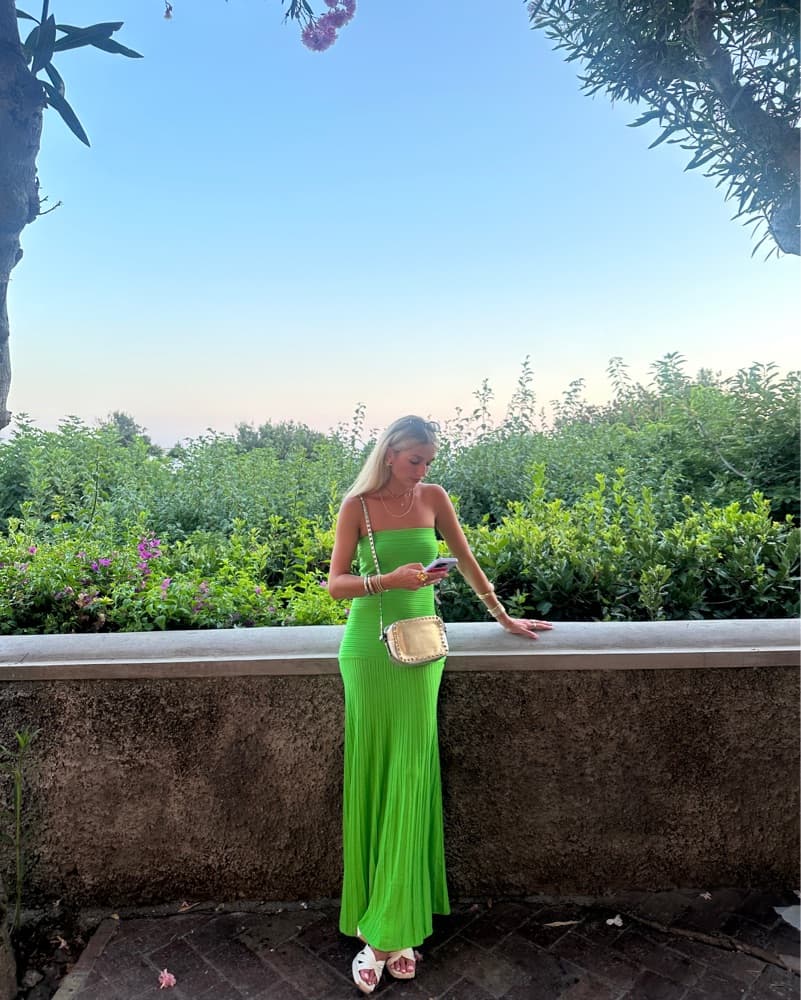 Arlo Tube Dress In Electric Green  - Image 3