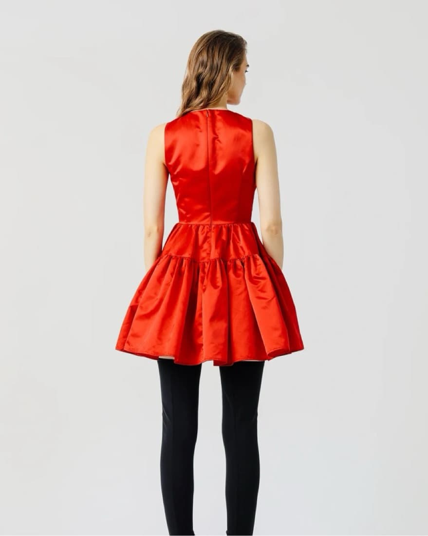 Sau Lee Emilee Bow Mini Red Dress - Image 3