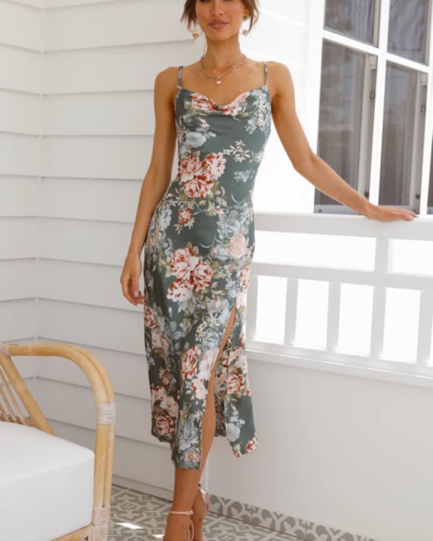 Hello Molly Midi Dress Sage - Image 1