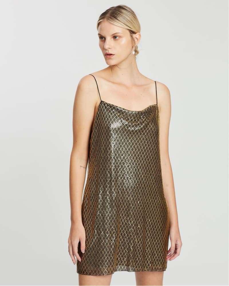  Gold Chain Mail Slip Dress - Image 1