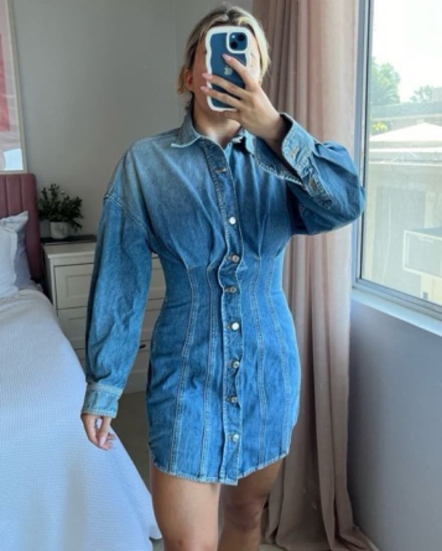 GRLFRND Corset Denim Mini Dress - Image 1