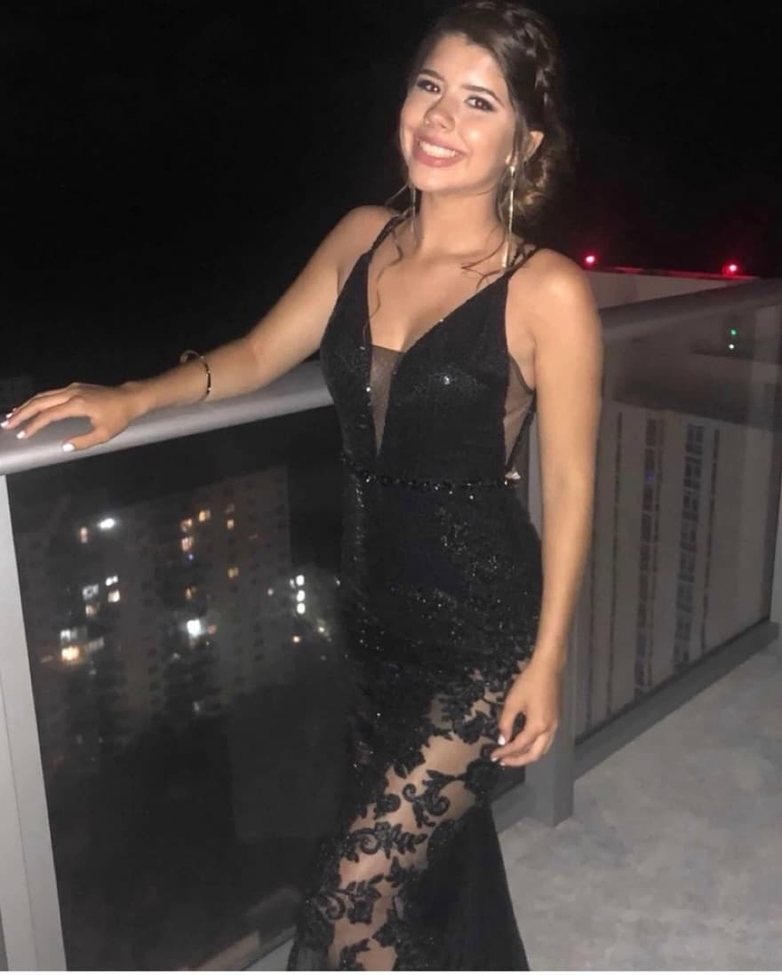 Black Sequin And Lace Jovani Dress Soze  - Image 2