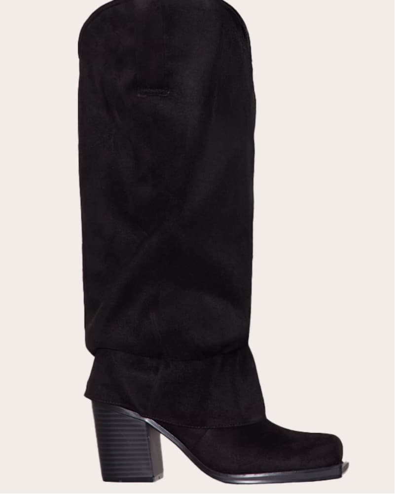 Black Cowboy Suede Boots - Image 3