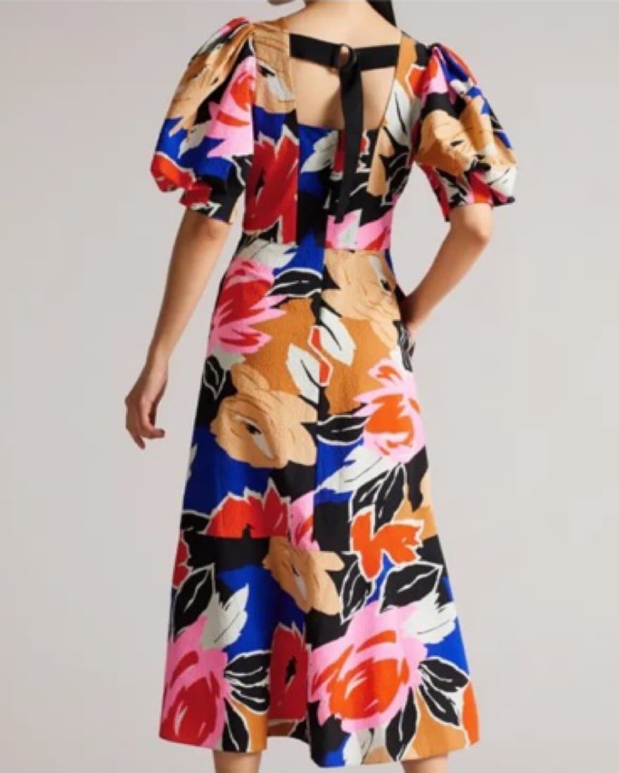 Multicolor Floral Shortsleeve Midi Dress - Image 2