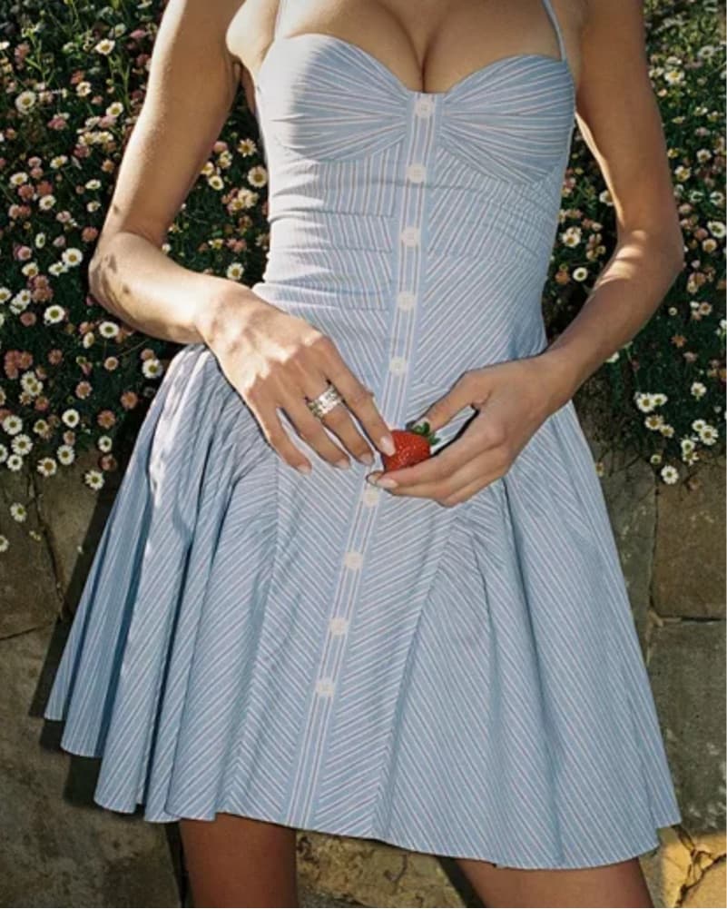 Striped Seersucker Mini Dress - Image 2