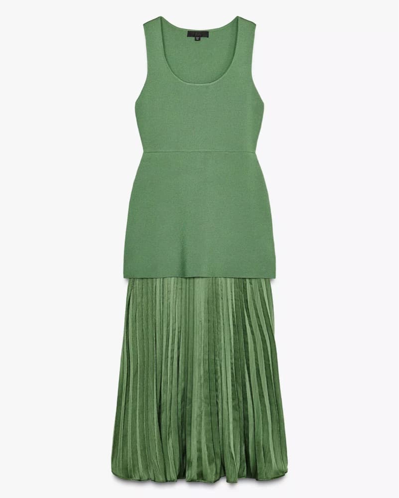 Green Pleated Knit Maxi Dress - Image 6