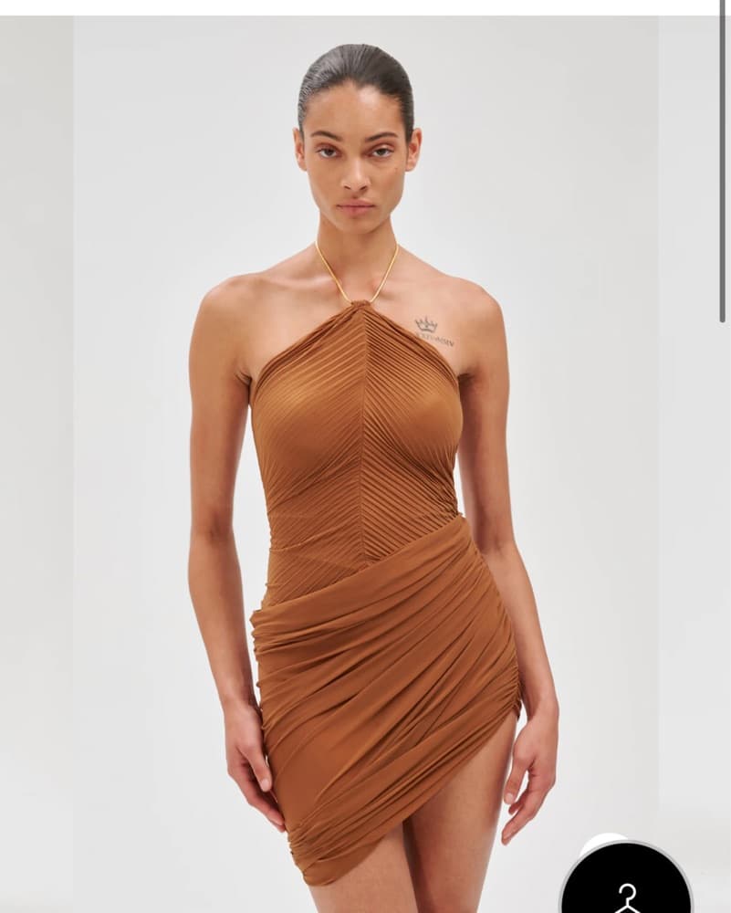 Ronny Kobo Gold Chain Halter Dress - Image 2