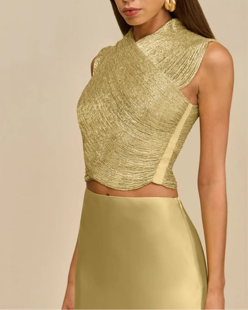 Cult Gaia Haisley Top In Light Gold  - Image 3