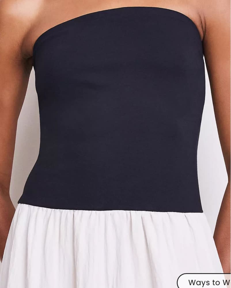 Strapless Mixed Media Maxi Dress - Image 4
