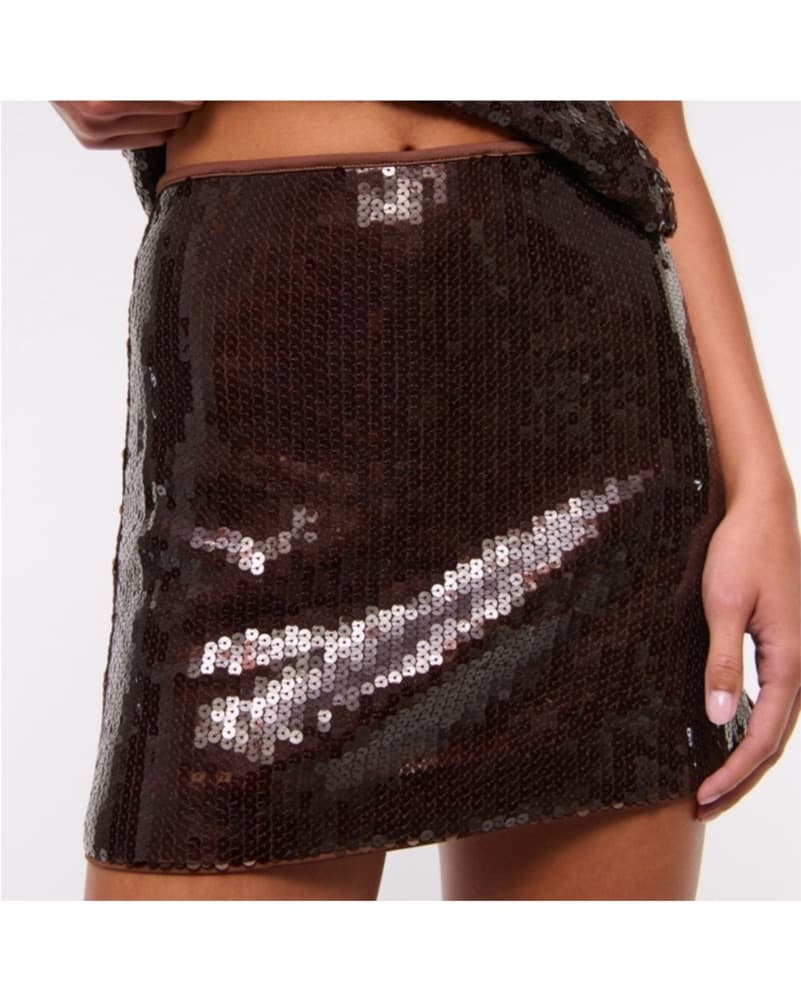 Abercrombie Maroon Sequin Mini Skirt - Image 3