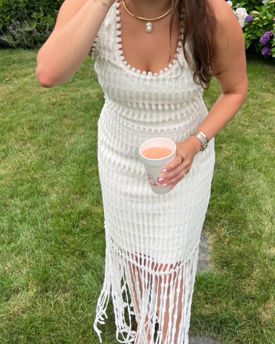 Simkhai White Fringe Dress - Image 3
