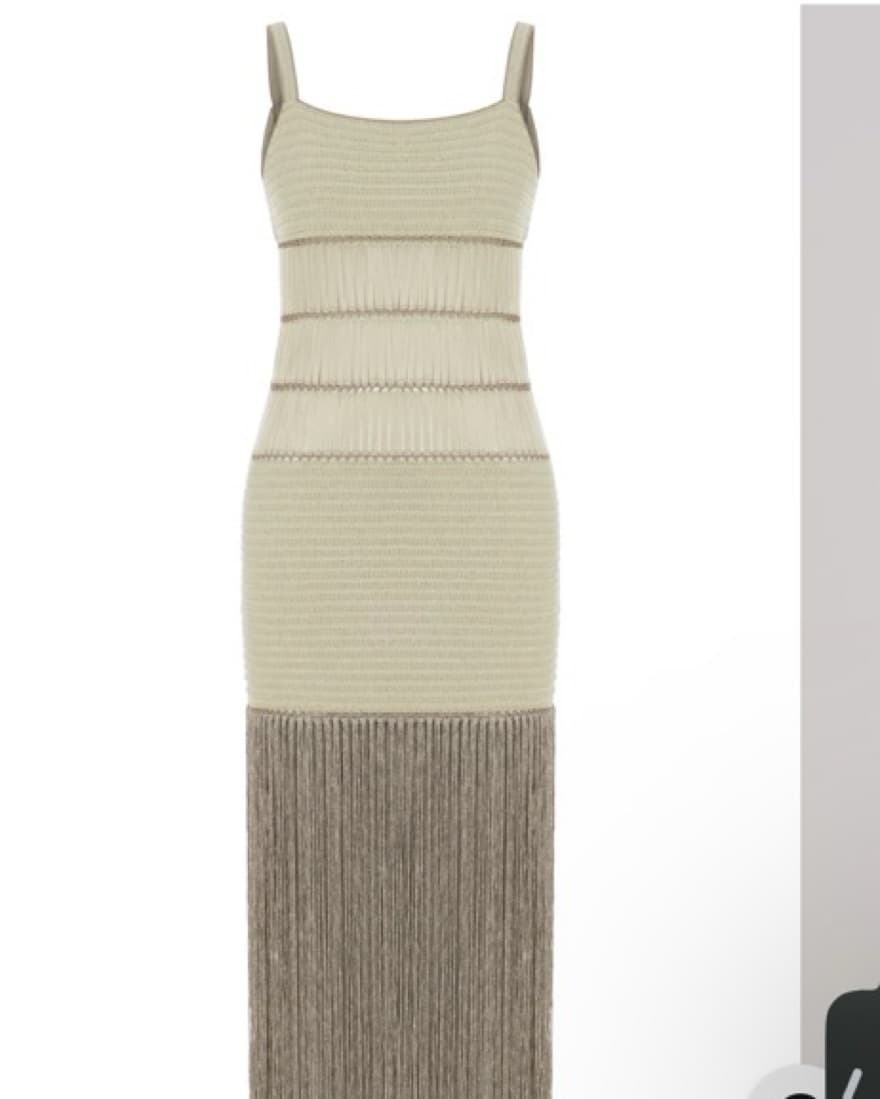 My Beacy Side Fringe Beige Maxi Dress - Image 4