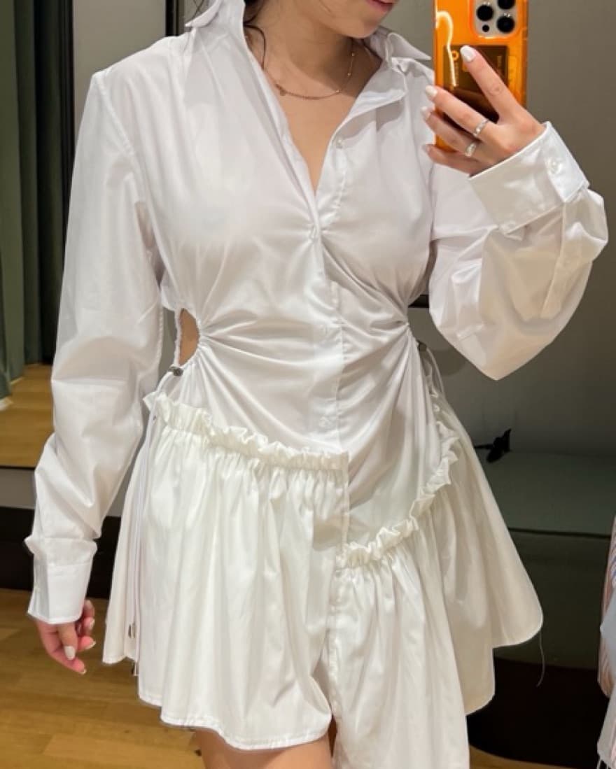 French Boutique Asymmetric White Dress - Image 2