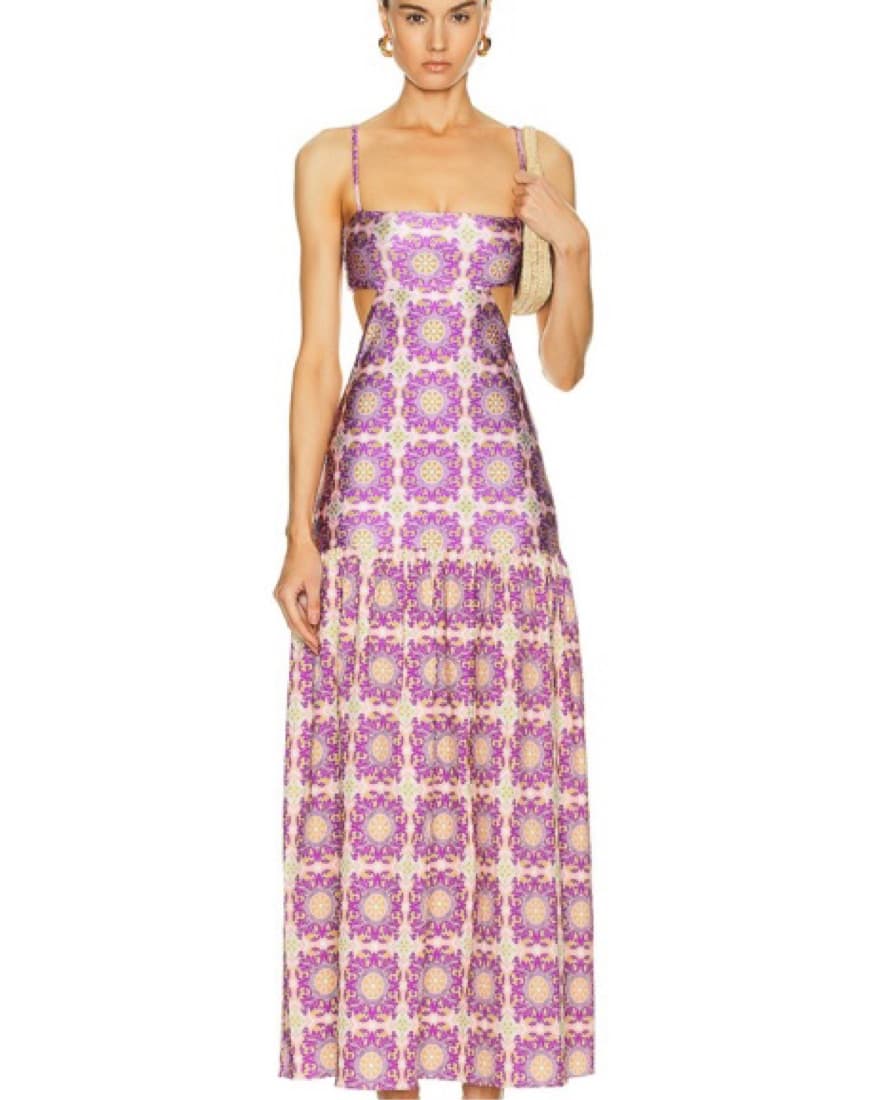 Exotic Coral Cut Out Long Dress - Image 1