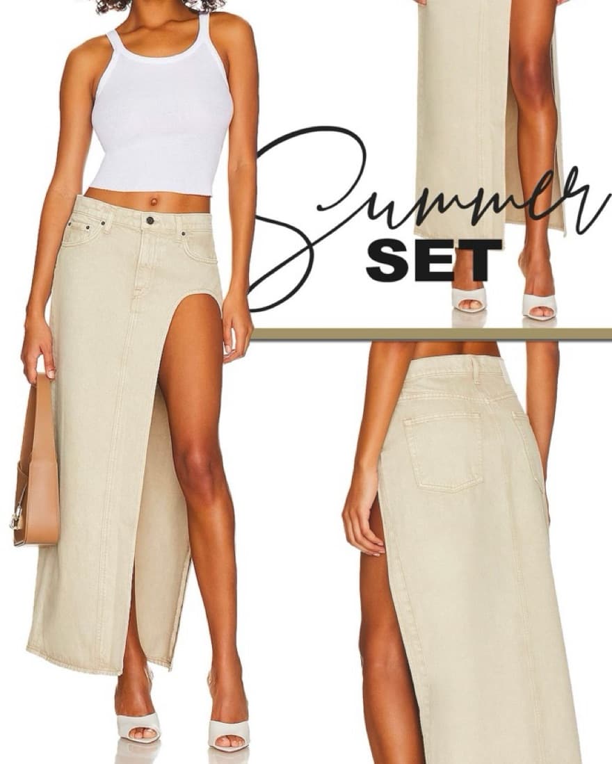Split Out Denim Skirt Jeans - Image 6