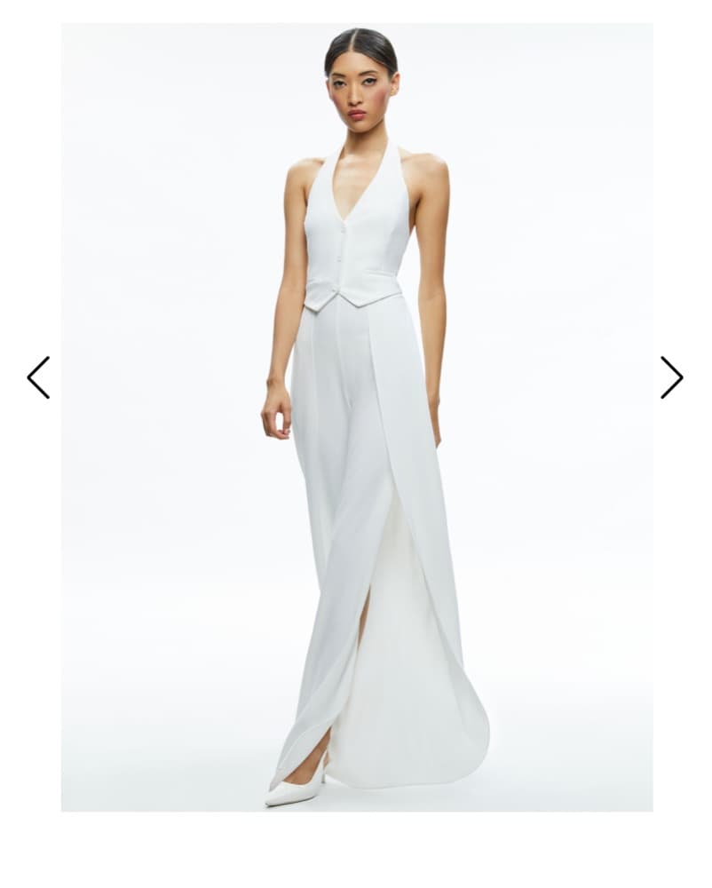 Alice + Olivia White Halter Jumpsuit - Image 4