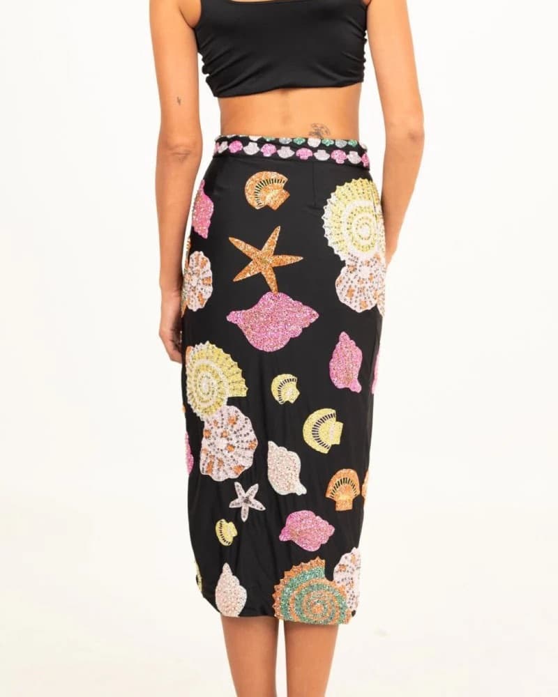 Oceanus Hand Embellished Midi Skirt  - Image 3