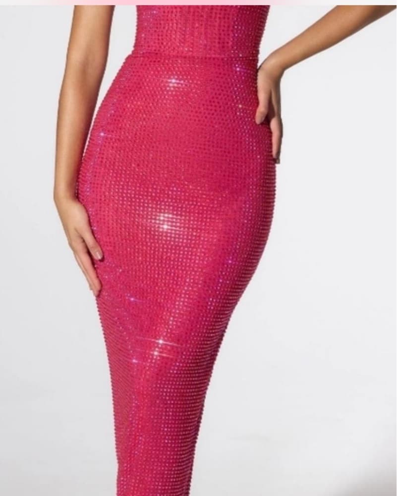 Oh Polly Hot Pink Embellished Maxi Dress - Image 1