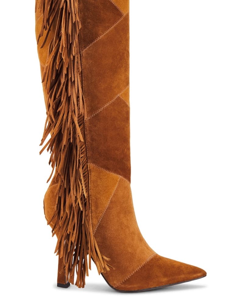 Chic Fringe Cowgirl Knee-High Boots - Image 2