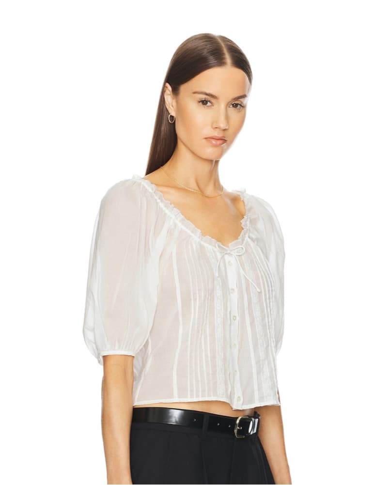 Voile Peasant Blouse in Ivory - Image 2