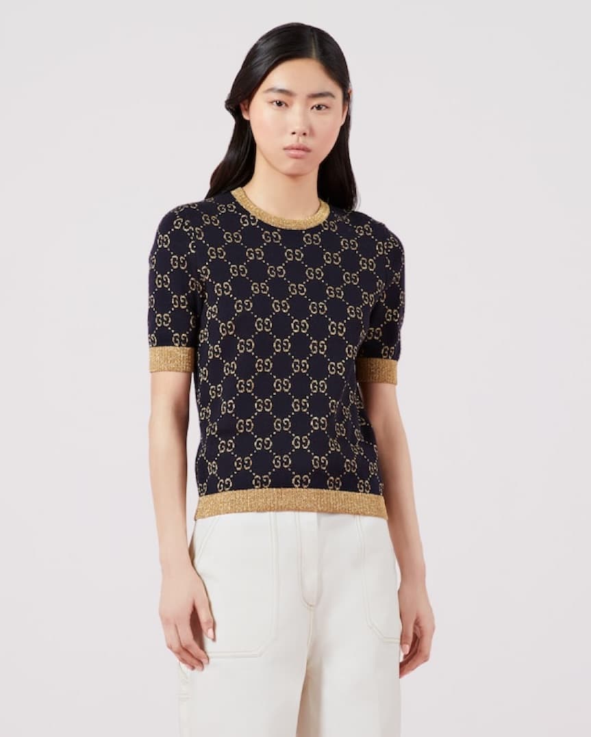 Glamorous Gucci Gold Knit Top - Image 4