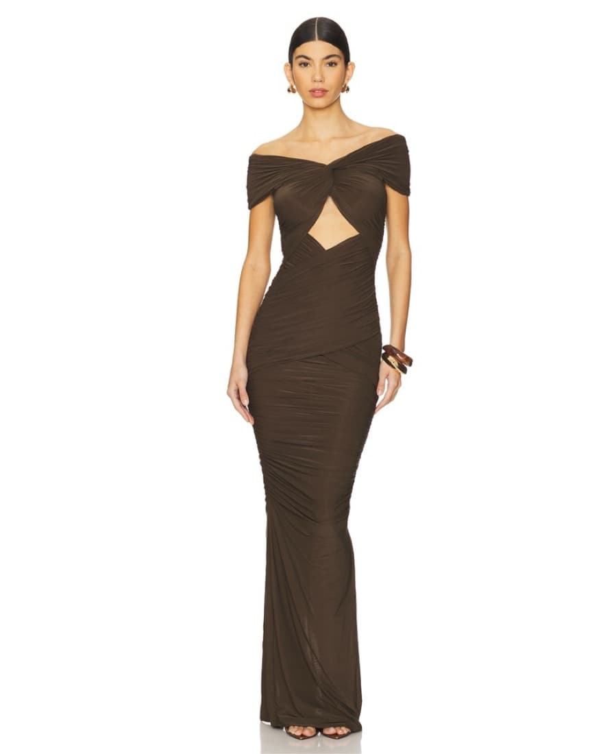 Ronny Kobo Nasha Brown Maxi Dress | Brown Dress, Western Chic - Image 1