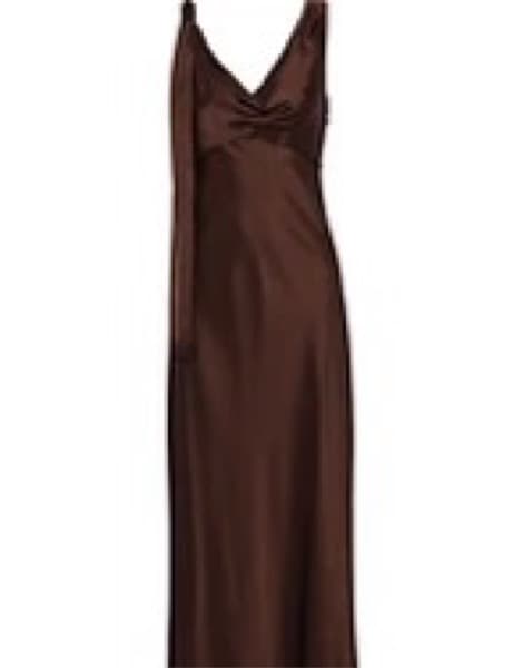 DVF Brown Satin Dress - Image 2