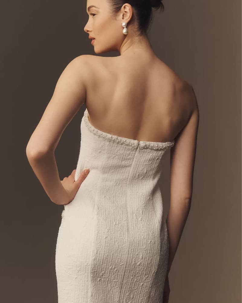 Victoria Strapless Bouclé Mini Dress - Image 2