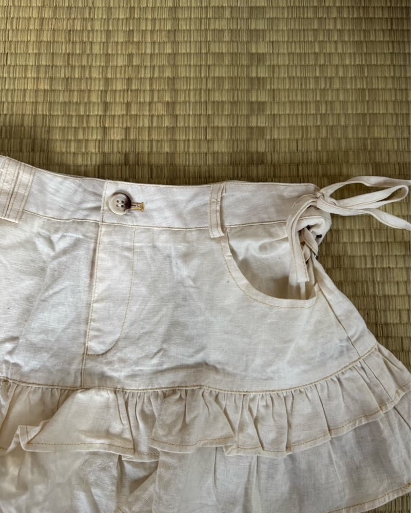 Edikted Linen Miniskirt Cream - Image 4
