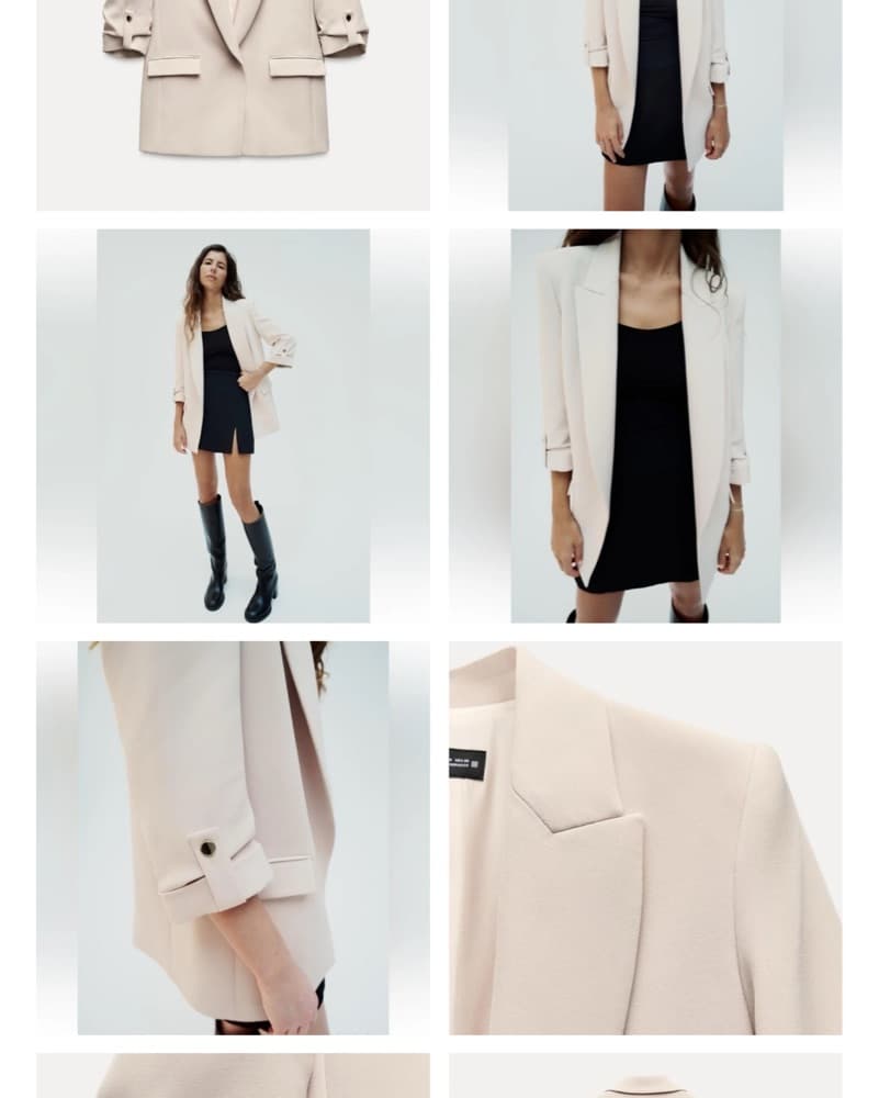 Zara Tan Rolled Sleeve Blazer  - Image 3