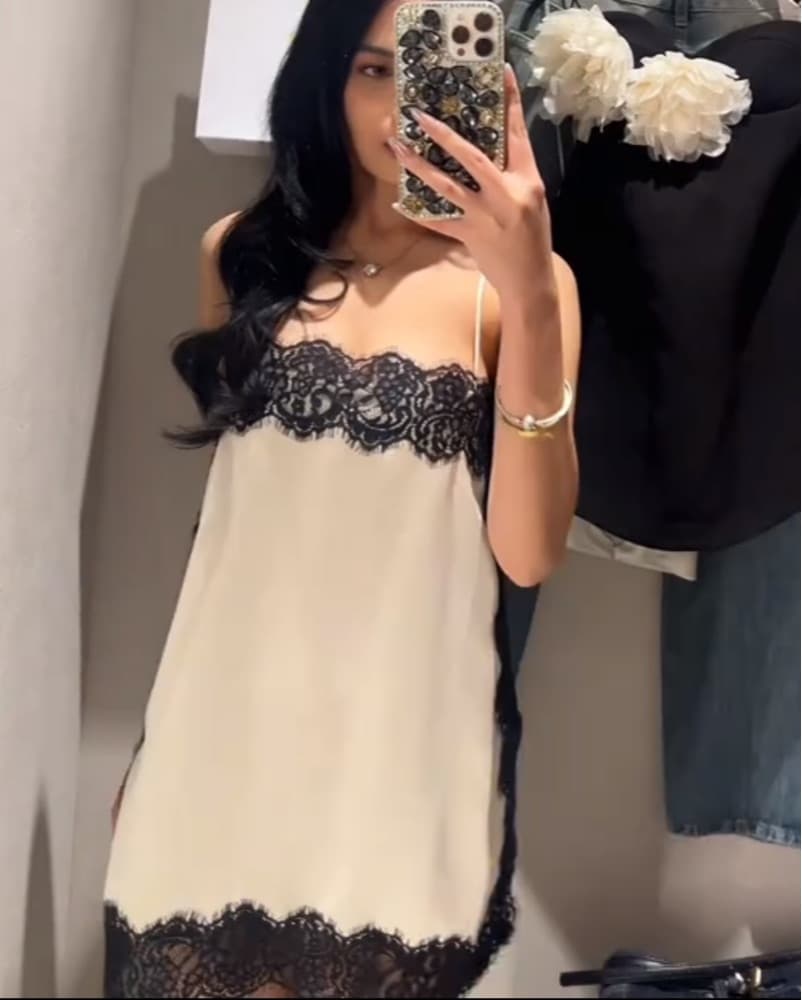 Elegant Lace-Trimmed Slip Dress - Image 3