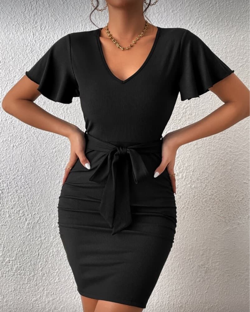Elegant Black Midi Dress - Image 1