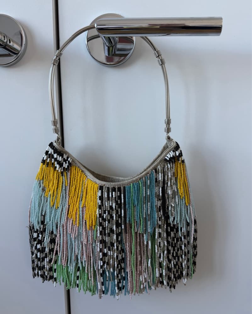 Vibrant Beaded Fringe Hobo Bag - Image 1