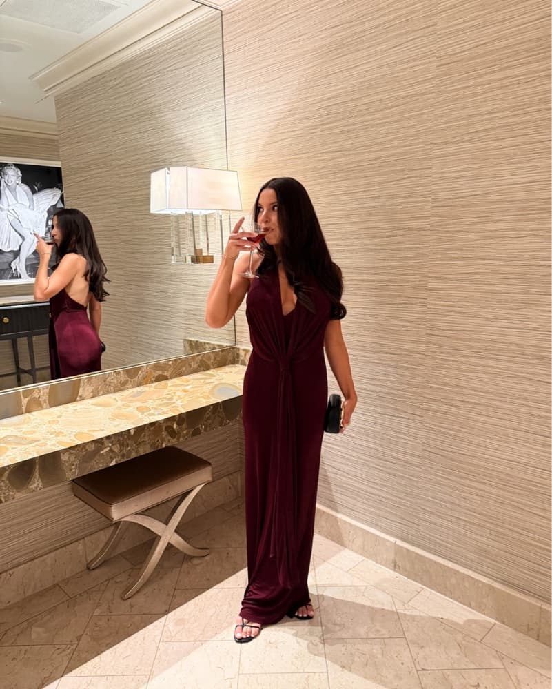 SEROYA Halter Maxi Dress In Pinot - Image 3
