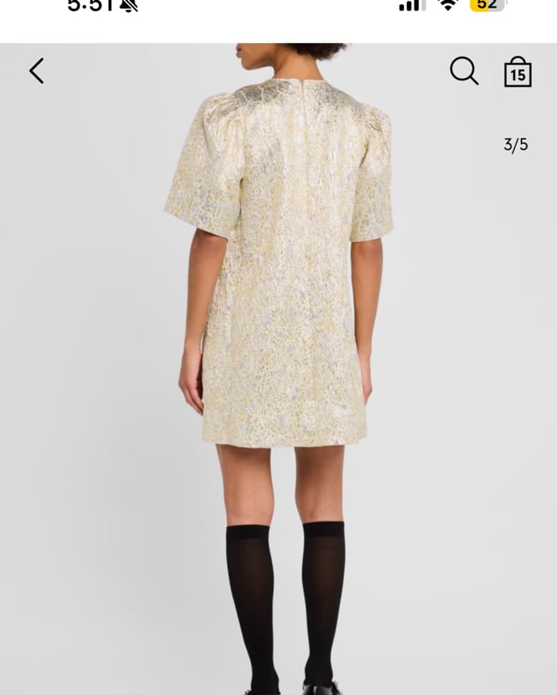 Ganni Metallic Cloque Short Sleeve Mini  - Image 3