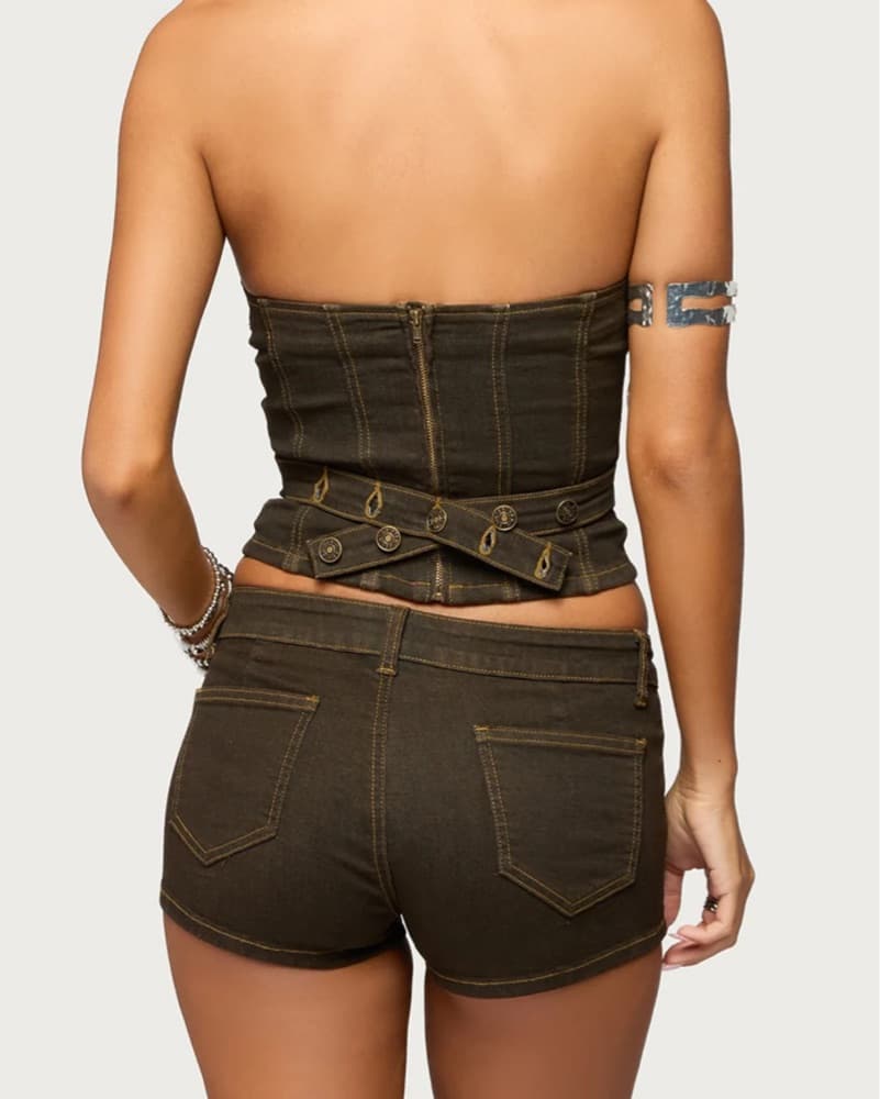 Brown Denim Halter Top - Image 2