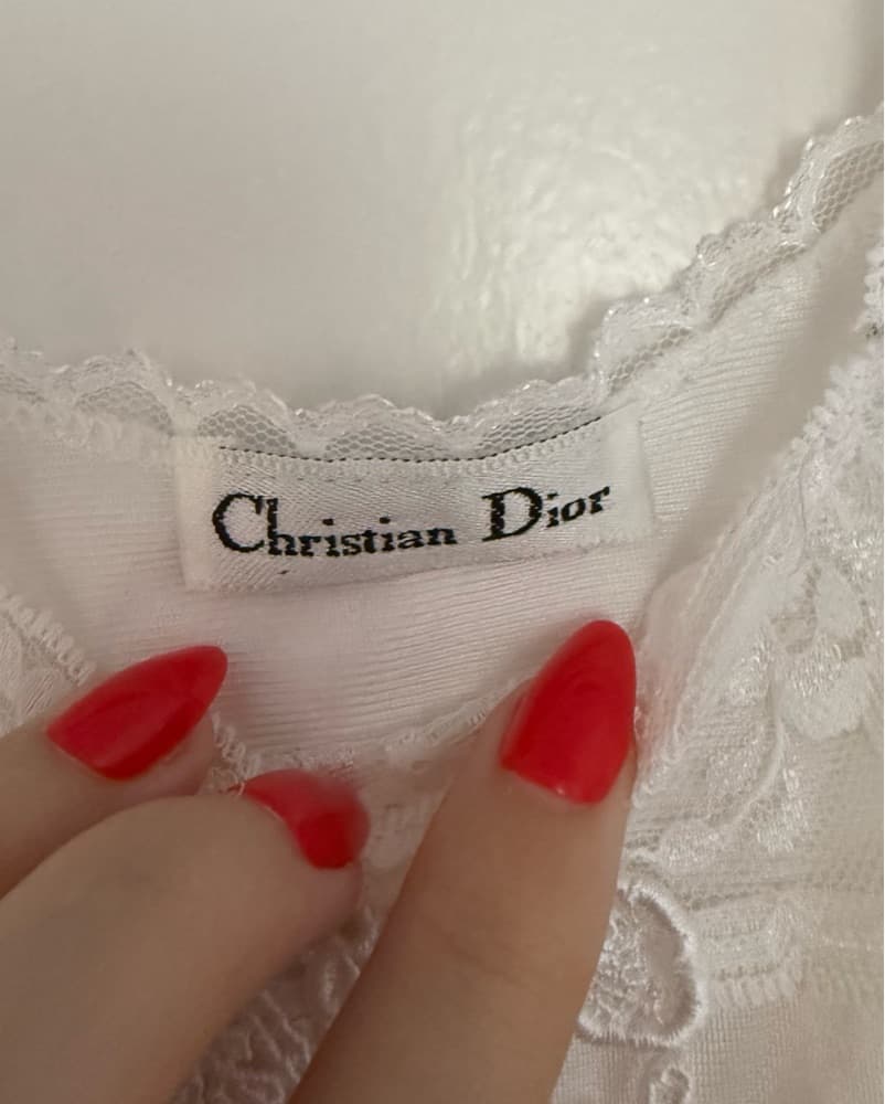 Vintage Christian Dior Lace Lingerie Top - Image 2