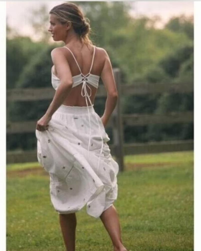 White Maxi Dress - Boho Cutouts & Embroi - Image 4