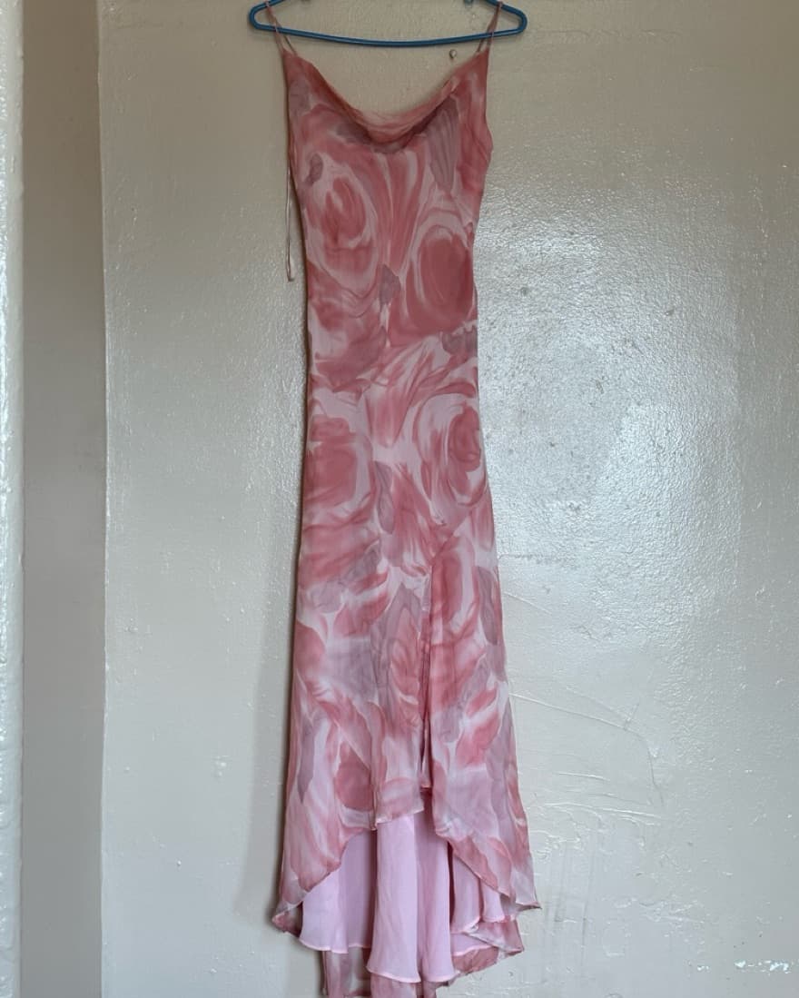 Pink rose print dress - Image 1