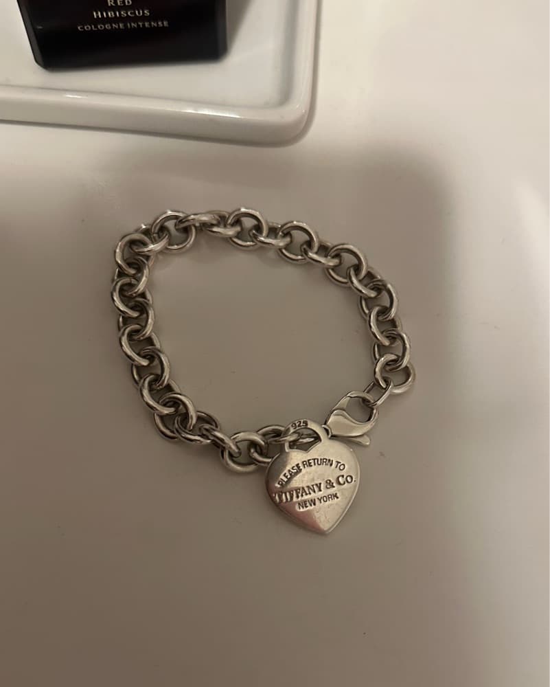 Tiffany Heart Tag Charm Bracelet Silver - Image 3