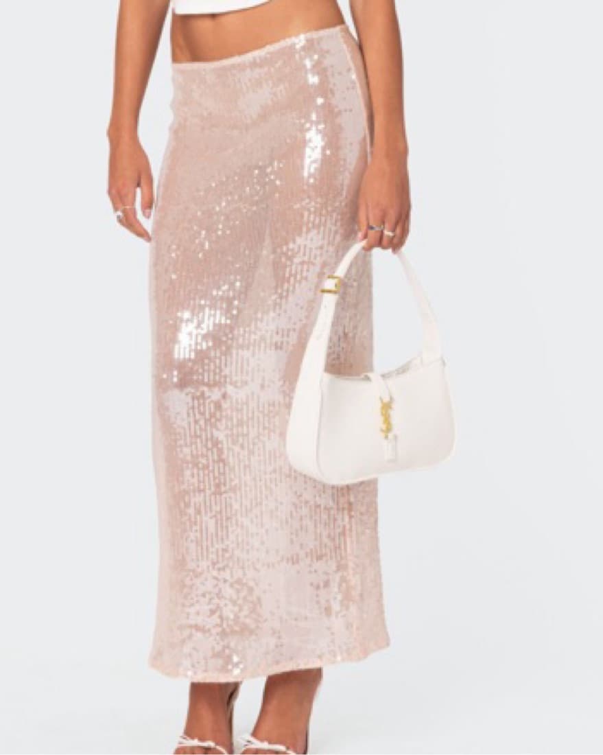 Edikted Pink Sequin Skirt - Image 1