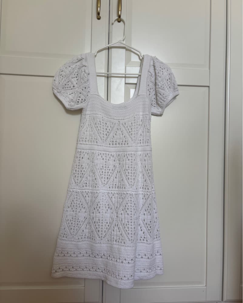 Crochet Puff Sleeve Dress - Image 3