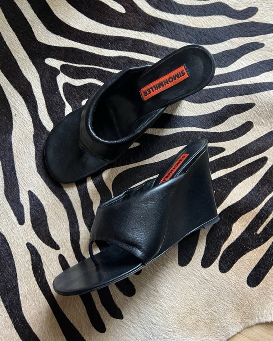 Simone Miller Black Wedge Heels - Image 3