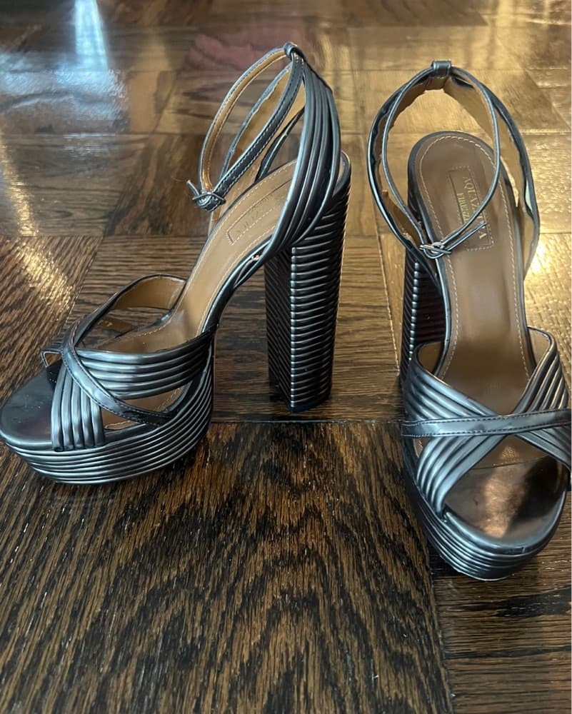 Aquazzura Sundance 140 Sandal- Gunmetal  - Image 4