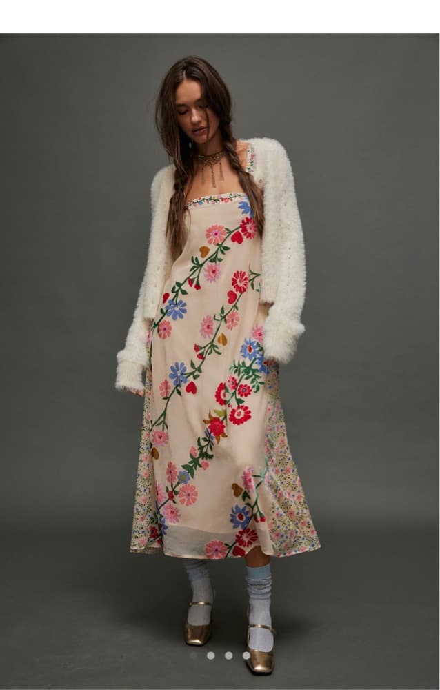 FreePeople Falling Petals Velvet Dress - Image 1