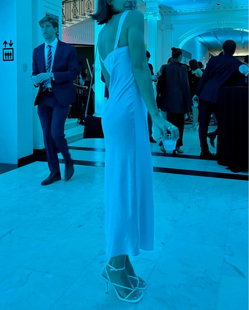Reformation Blue Silk Dress - Image 3