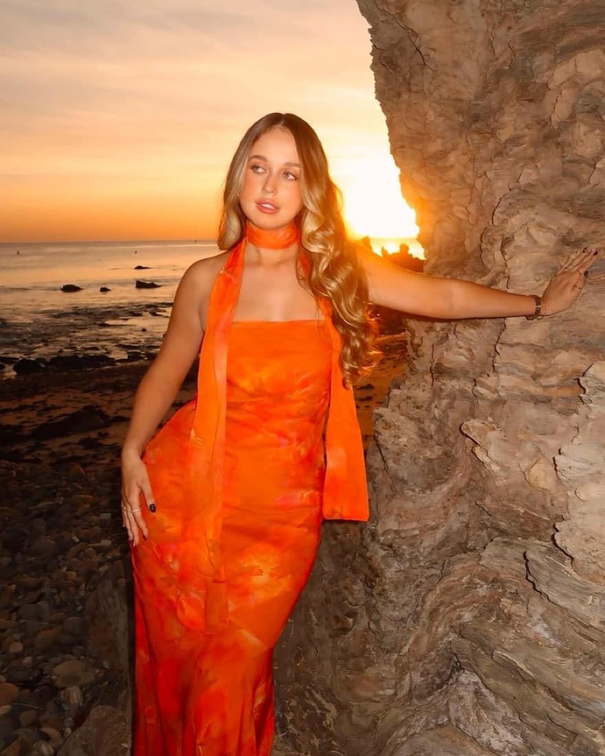 Orange Sunset Dress With Scarf - Image 1